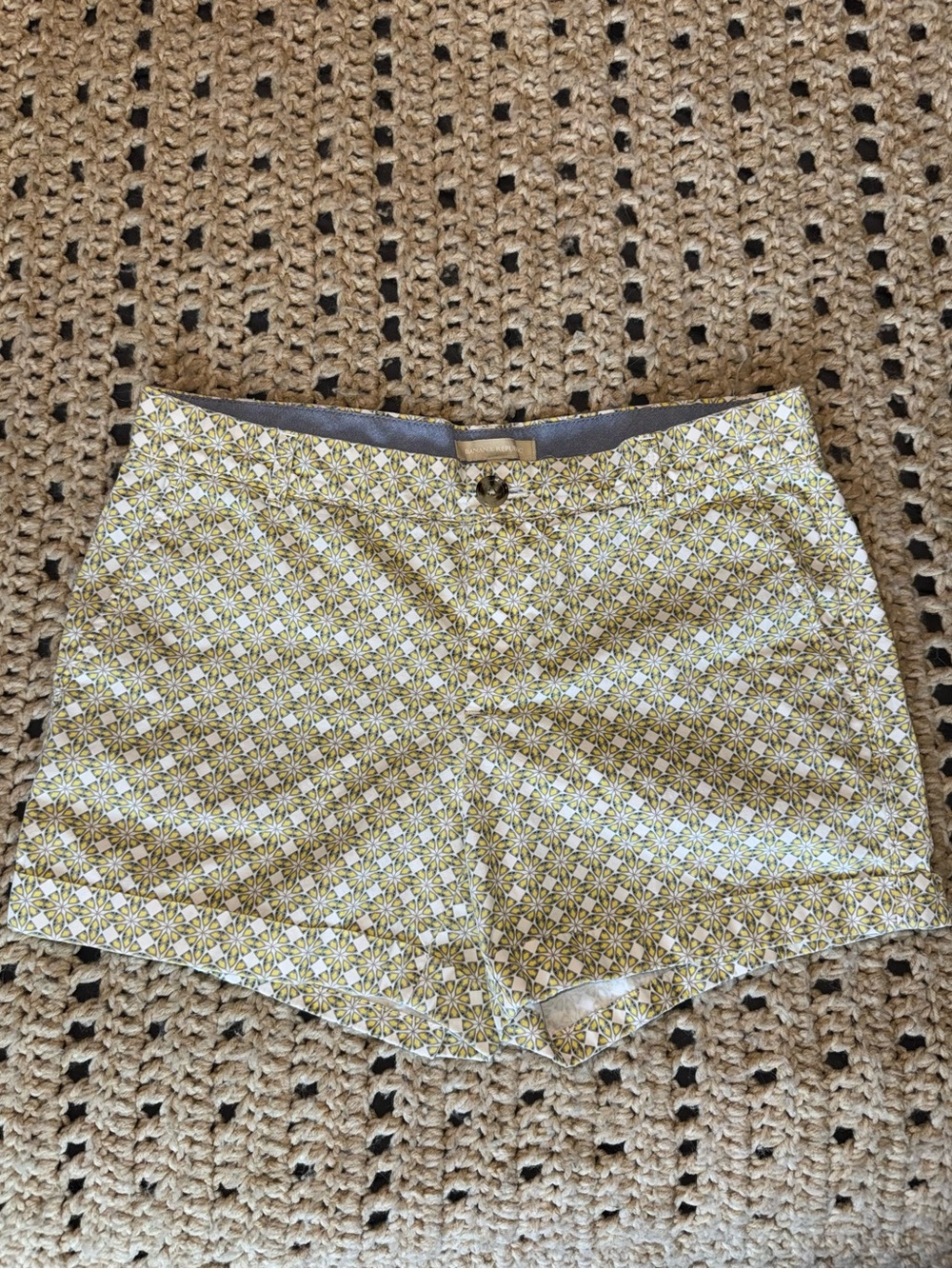 Banana Republic Yellow and White Floral High-Rise Shorts